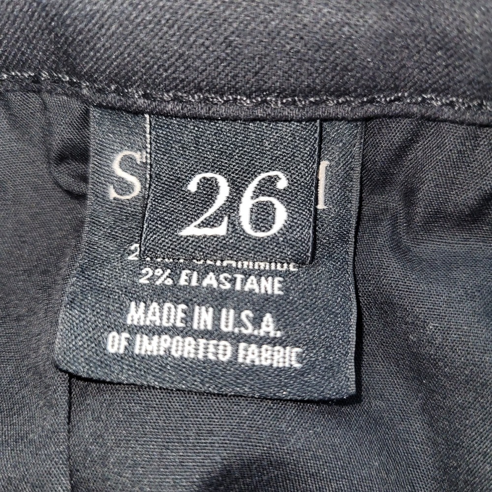 Strom Tio Black Skinny Jeans Womens Size 26 Made in USA Extra Long‎ Cuff Detail - Picture 8 of 13